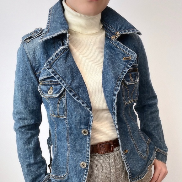 DKNY Jeans Denim Jacket with Belt - Picture 2 of 8